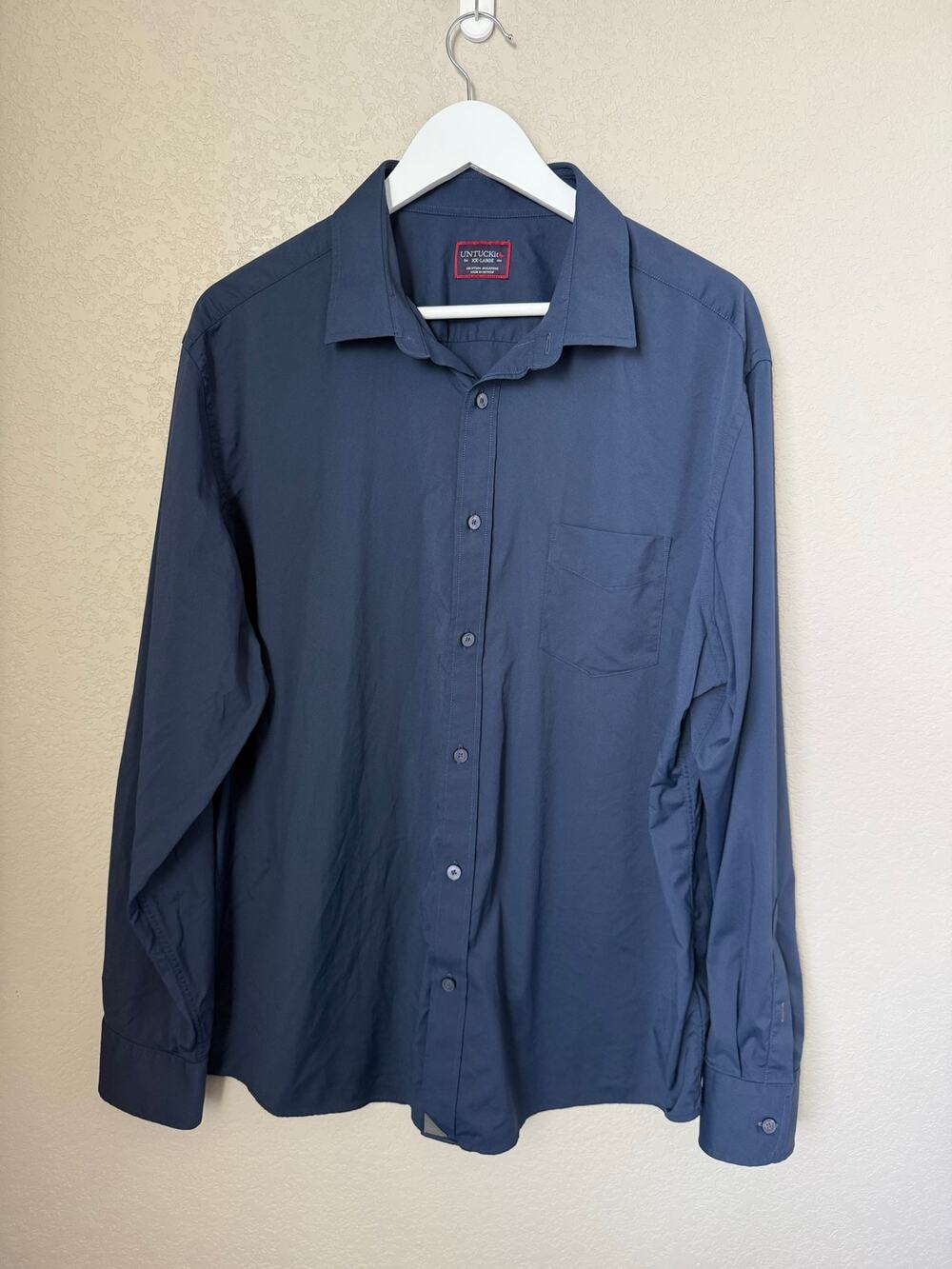 UNTUCKit Gironde Men’s XXL Navy Long Sleeve Button Down Stretch Shirt Business